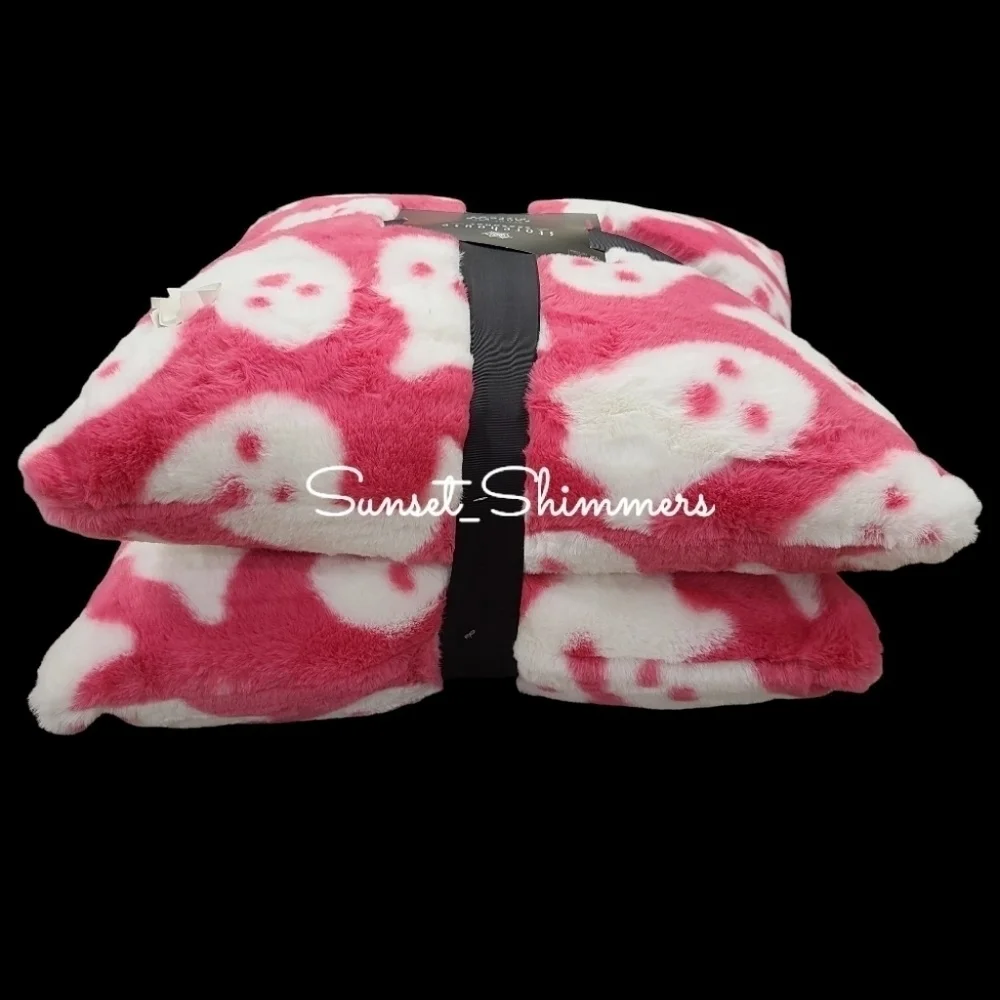 x2 Halloween Faux Fur Hot Pink Ghost Pillow Set by StoreHouse Large 20